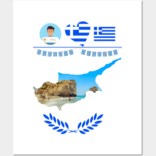 Greece & Cyprus Flag - Petra Tou Romiou Posters and Art